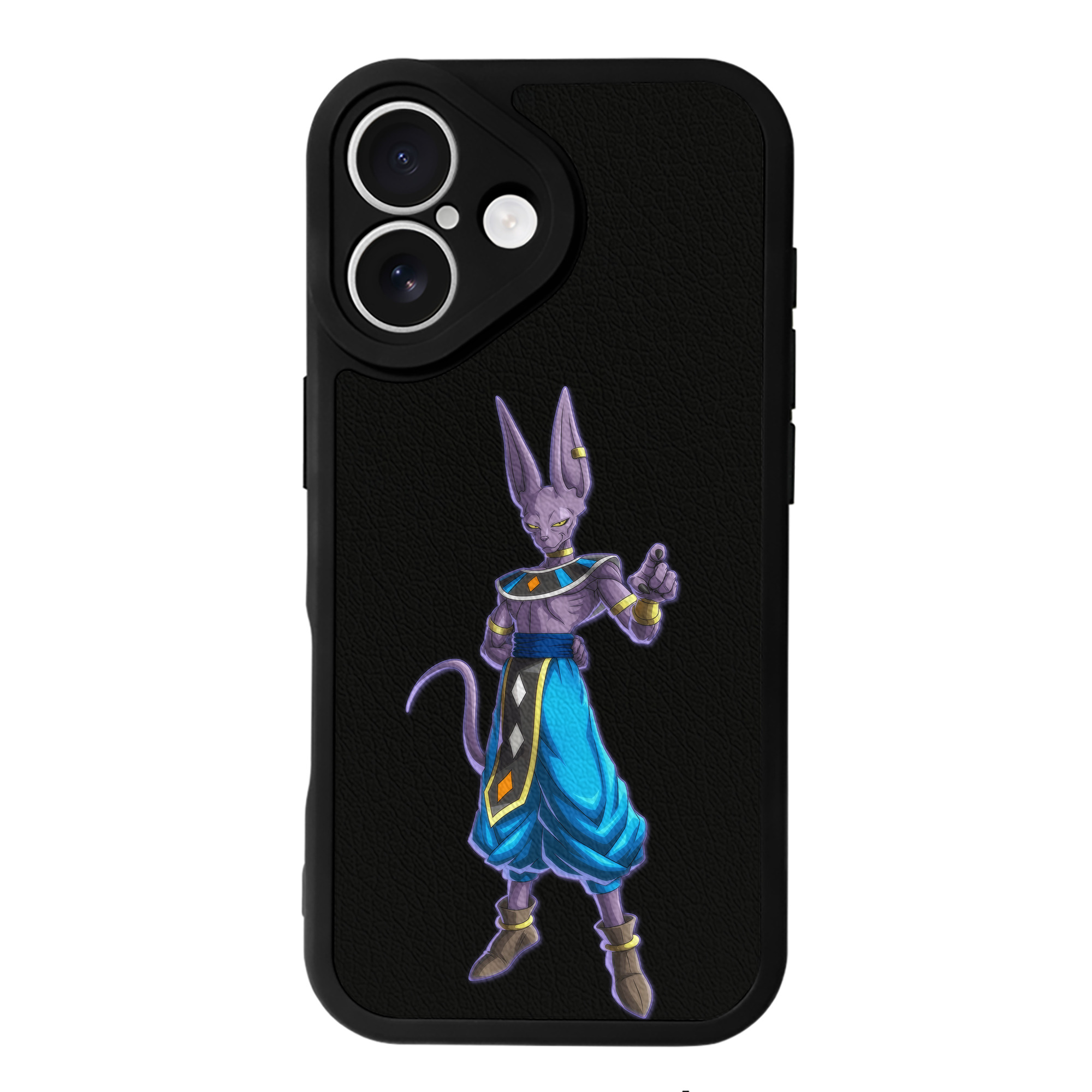 （画像用） ドラゴンボール ビルス 破壊神ビルス DRAGON BALL Beerus Birusu 【iPhone 16シリーズ対応】シリコンスマホケース（レザー調） 材質：シリコン